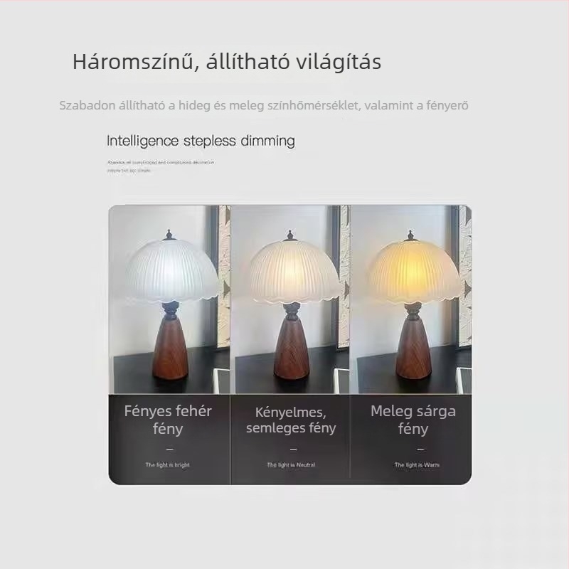 Wabi-sabi ihletésű vintage asztali lámpa, retro kialítás hálószobába és irodába, meleg hangulatú éjjeli fény