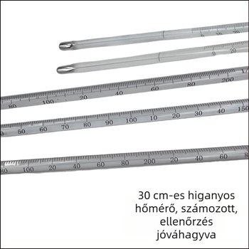 Ellenőrzött higanyhőmérő sorozatszámmal, laboratóriumi üvegrúd-hőmérő, 0-50-100-200-300°C