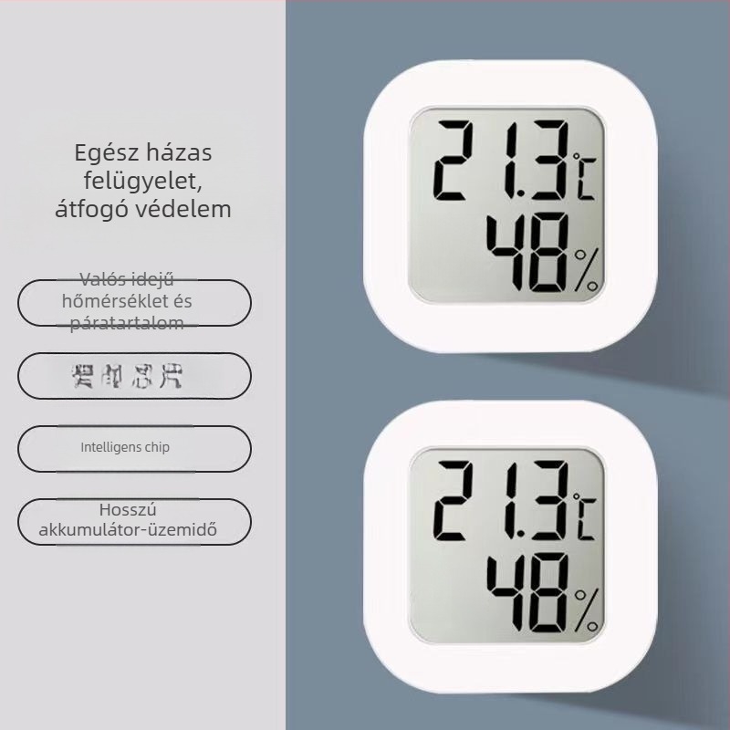 Magas pontosságú beltéri elektronikus hőmérséklet- és nedvességmérő, kompakt babaszoba hőmérő, falra szerelhető száraz/nedves kijelző