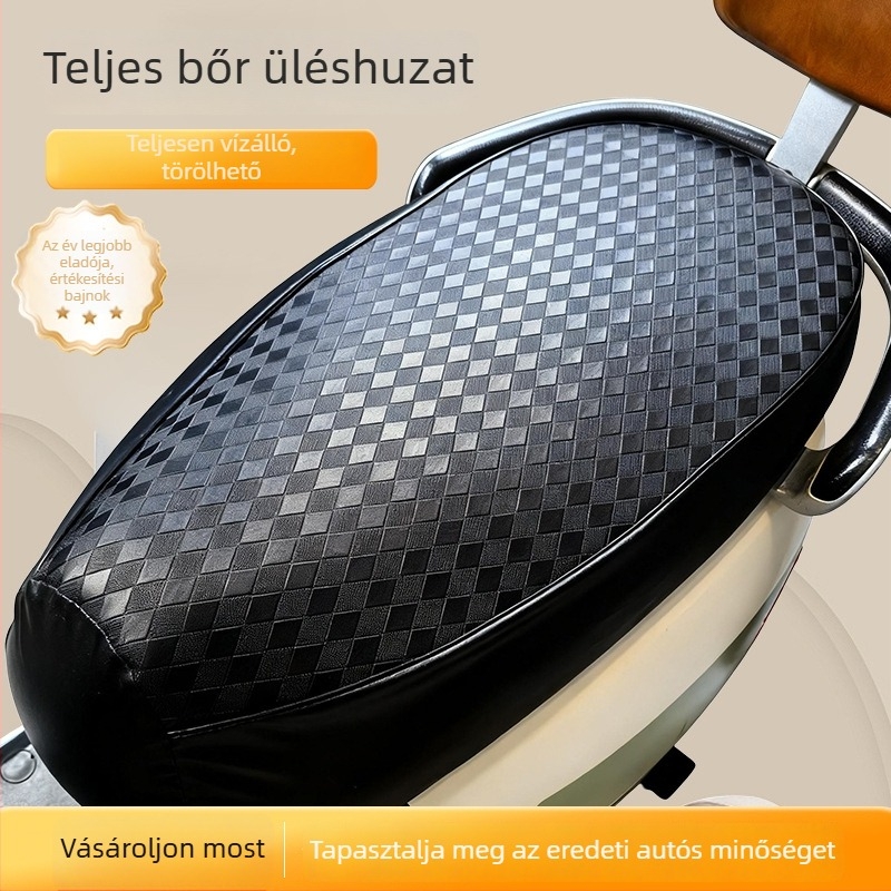 Elektromos motoros ülésvédő bőrből, vízálló és UV-védett, egész éves használatra, kényelmes és tartós.