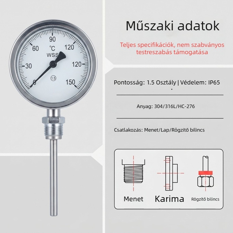 WSS bimetál hőmérő elektromos érintkezővel és riasztásvezérléssel, ipari hőmérő, robbanásbiztos a kémiai ipar számára