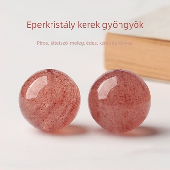 Természetes eperkvarc kerek gyöngyök, 8 mm, DIY ékszerekhez – gyöngyök karkötőkhöz és nyakláncokhoz