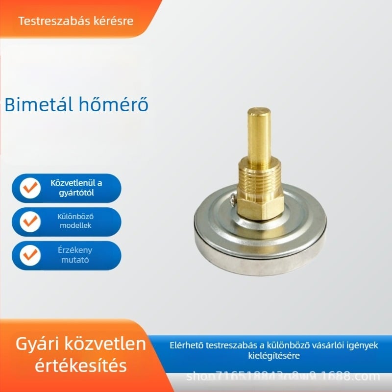 Vízhőmérő, fém hőmérő sárgaréz hüvelyben