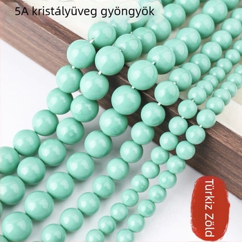 DIY ékszer gyöngyök: kör alakú üveggyöngyök türkiz-zöld kristályüvegből karkötőkhöz és nyakláncokhoz
