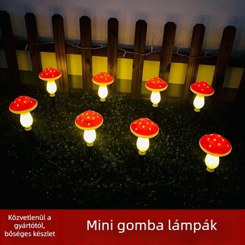 Napelemes gomba alakú fények készlet, 1-8 darab, kültéri vízálló kertdekoráció