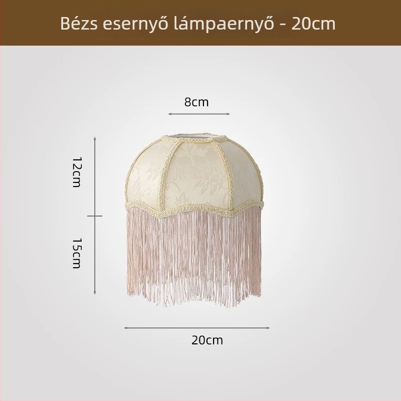 2026 új stílusú francia retro ernyő alakú textil lámpabúra, étkező és hálószobai asztali lámpához, több színű