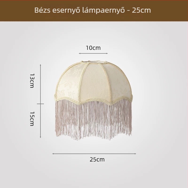 2026 új stílusú francia retro ernyő alakú textil lámpabúra, étkező és hálószobai asztali lámpához, több színű