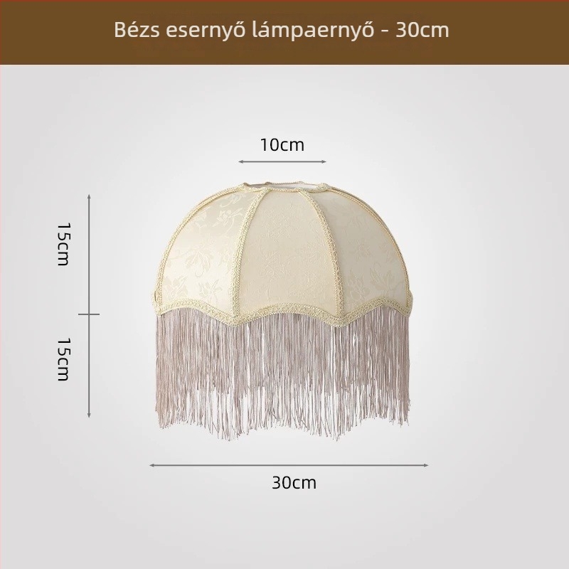 2026 új stílusú francia retro ernyő alakú textil lámpabúra, étkező és hálószobai asztali lámpához, több színű