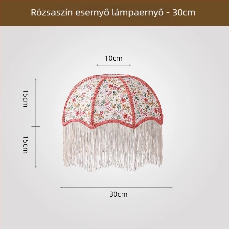 2026 új stílusú francia retro ernyő alakú textil lámpabúra, étkező és hálószobai asztali lámpához, több színű