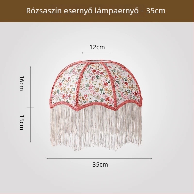 2026 új stílusú francia retro ernyő alakú textil lámpabúra, étkező és hálószobai asztali lámpához, több színű