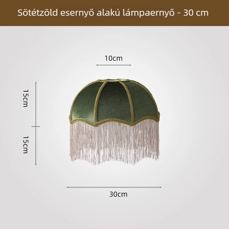 2026 új stílusú francia retro ernyő alakú textil lámpabúra, étkező és hálószobai asztali lámpához, több színű