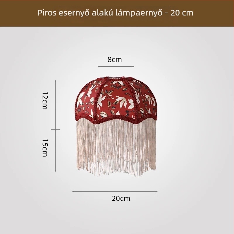2026 új stílusú francia retro ernyő alakú textil lámpabúra, étkező és hálószobai asztali lámpához, több színű