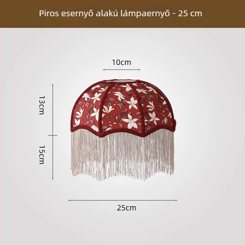 2026 új stílusú francia retro ernyő alakú textil lámpabúra, étkező és hálószobai asztali lámpához, több színű