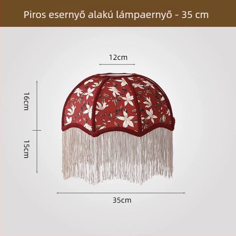 2026 új stílusú francia retro ernyő alakú textil lámpabúra, étkező és hálószobai asztali lámpához, több színű