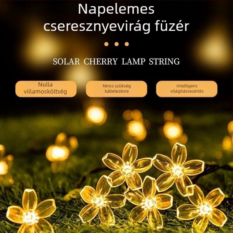 Napelemes LED cherry blossom girland fákhoz és kerthez, vízálló, többszínű dekorációs fények