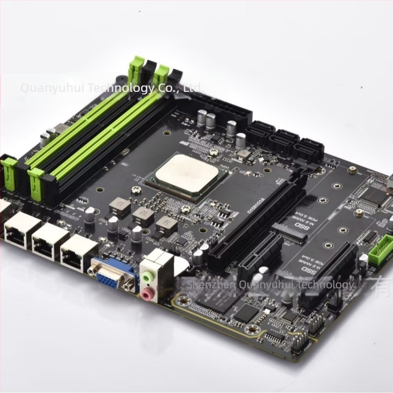 ATX alaplap beépített processzorral, beépített grafika, három LAN-port, DDR3L memória, dupla M.2 SSD