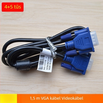 VGA kábel 4+5, 1,5 m, 1080P magas felbontású videókábel PC-hez, TV-hez vagy projektorhoz