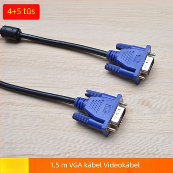 VGA kábel 4+5, 1,5 m, 1080P magas felbontású videókábel PC-hez, TV-hez vagy projektorhoz