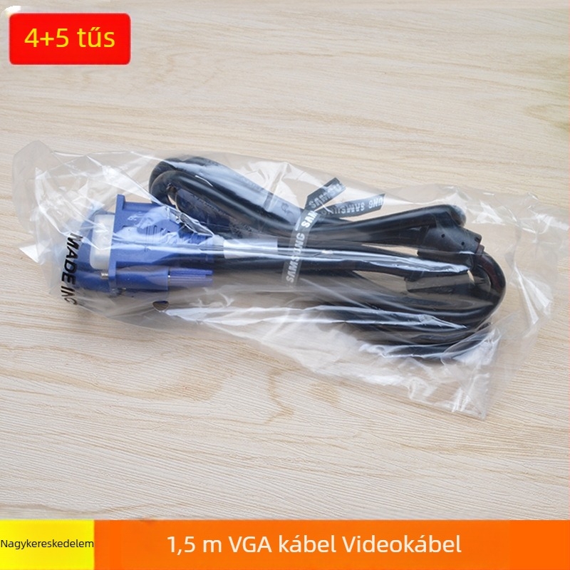 VGA kábel 4+5, 1,5 m, 1080P magas felbontású videókábel PC-hez, TV-hez vagy projektorhoz