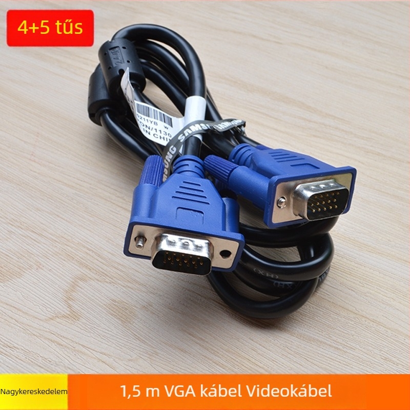 VGA kábel 4+5, 1,5 m, 1080P magas felbontású videókábel PC-hez, TV-hez vagy projektorhoz