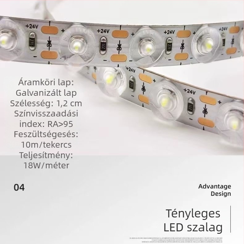 Diffúz reflexiós LED-szalag, 24V RGB, 48 LED, 10W, beltéri világítás