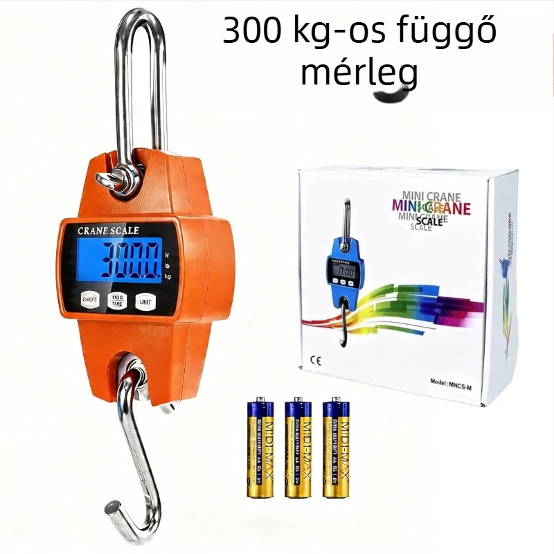 300 kg elektronikus daru mérleg, fém horoggal, hordozható