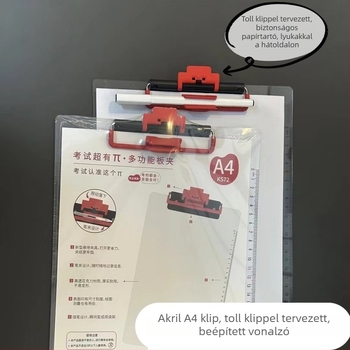 A4 átlátszó műanyag klipboard dokumentumokhoz és vizsgadolgozatokhoz
