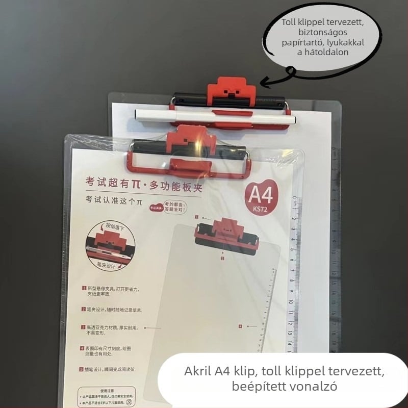 A4 átlátszó műanyag klipboard dokumentumokhoz és vizsgadolgozatokhoz
