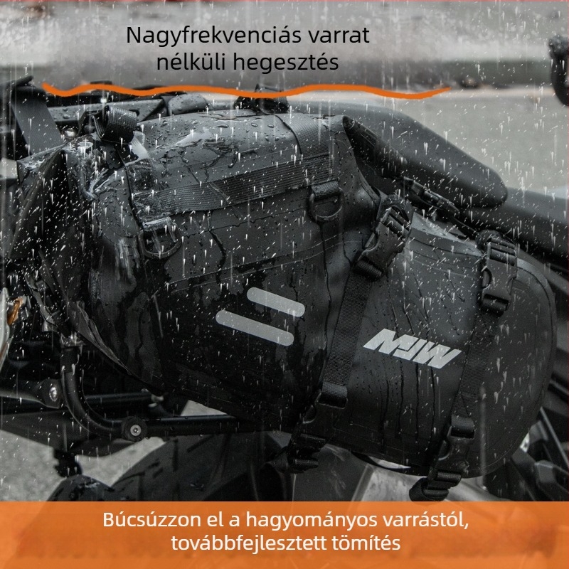 28L-es vízálló motorkerékpár oldaltáska, többfunkciós, nagy kapacitású, reflexiós elemekkel