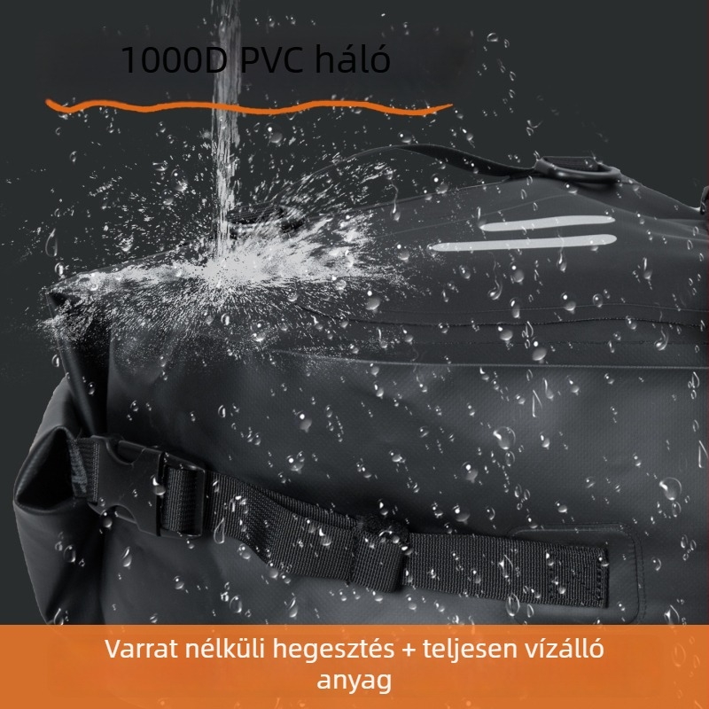 28L-es vízálló motorkerékpár oldaltáska, többfunkciós, nagy kapacitású, reflexiós elemekkel