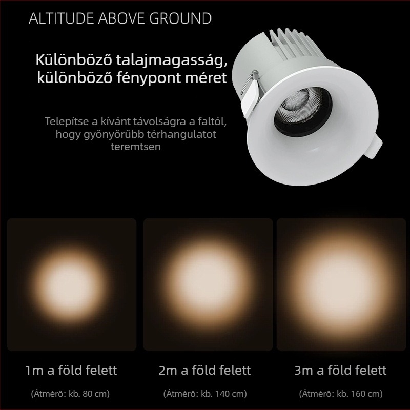 LED beépített spotlámpa hotelok, kereskedelmi és otthoni használatra, tükröződésmentes háttérfal világítás, alumínium ház, 9W, 3000-6000K