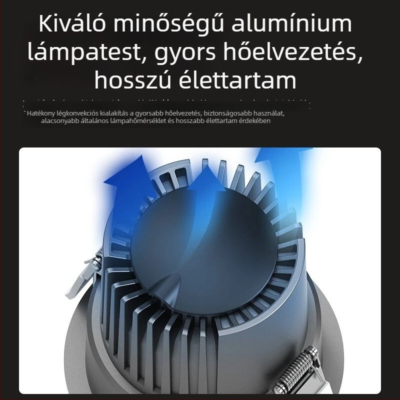 LED beépített spotlámpa hotelok, kereskedelmi és otthoni használatra, tükröződésmentes háttérfal világítás, alumínium ház, 9W, 3000-6000K