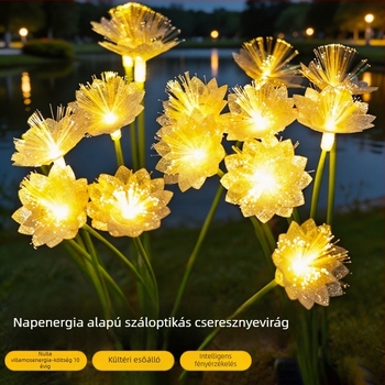Napelemes optikai szálas cherry blossom földlámpa kerthez, gyepre, parkba és erkélyre – kültéri hangulatvilágítás
