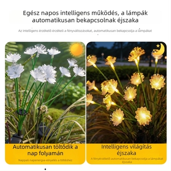 Napelemes optikai szálas cherry blossom földlámpa kerthez, gyepre, parkba és erkélyre – kültéri hangulatvilágítás