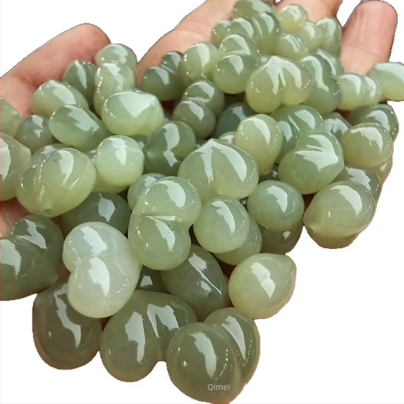 Hetian jáde – kajszi formájú medál Qinghai anyagból – DIY karkötő alkatrészek