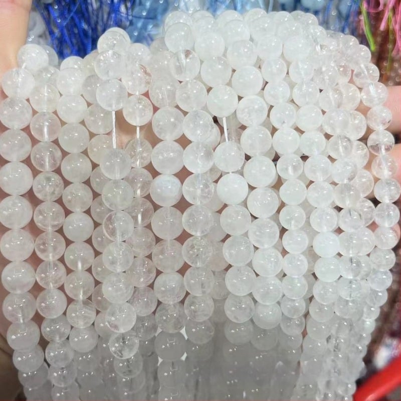 4A természetes fehér szellem-kristály laza gyöngyök, hópehely-szellem mintával, 8 mm, DIY karkötők és ékszerekhez