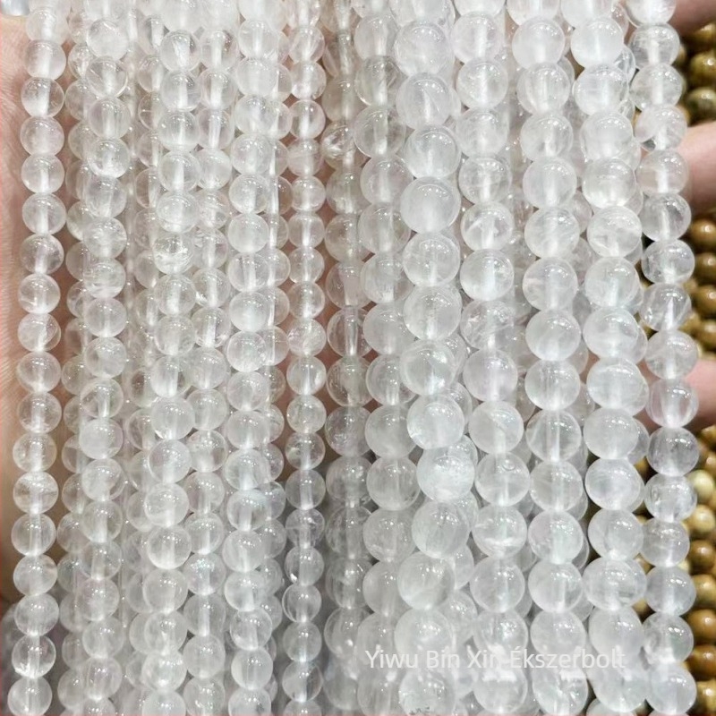 4A természetes fehér szellem-kristály laza gyöngyök, hópehely-szellem mintával, 8 mm, DIY karkötők és ékszerekhez