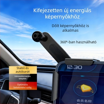 360°-os állítható autós telefontartó navigációhoz, univerzális, sík és görbe kijelzőkhöz