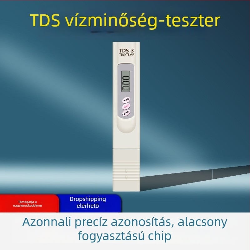 TDS tollal vízminőség-tesztelő – hordozható vízminőségi mérő csapvízhez (0-999 ppm)