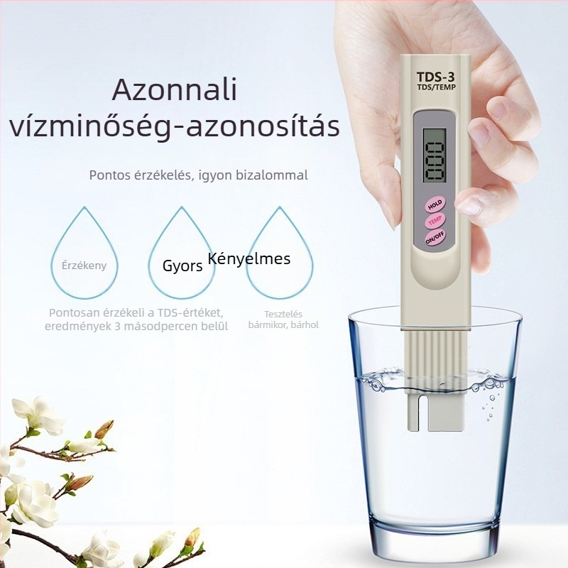 TDS tollal vízminőség-tesztelő – hordozható vízminőségi mérő csapvízhez (0-999 ppm)