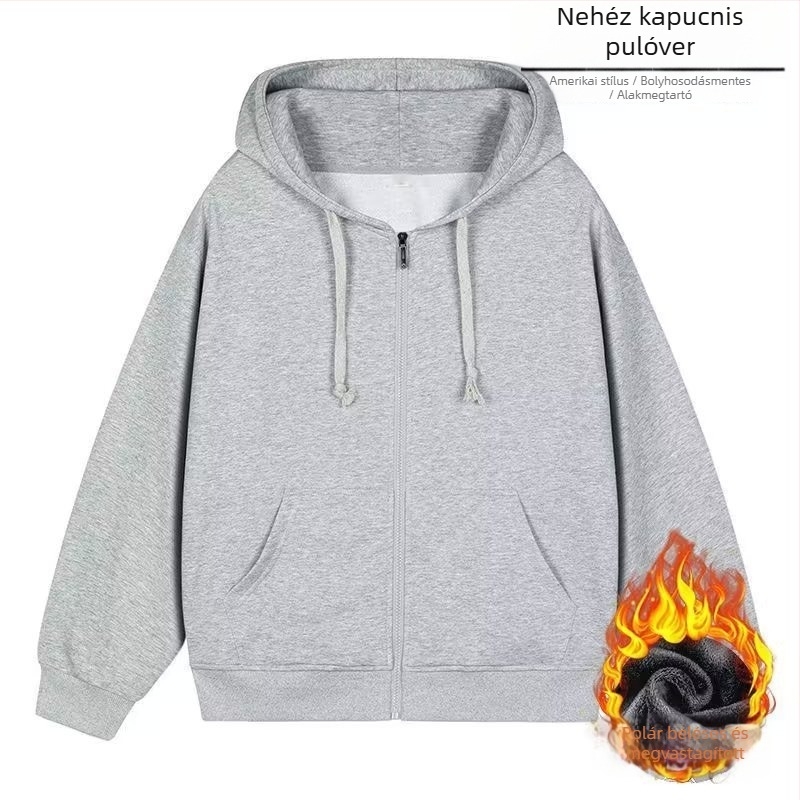 Női oversized kapucnis fleece-beléssel bélelt vast kabát őszi-téli viselet