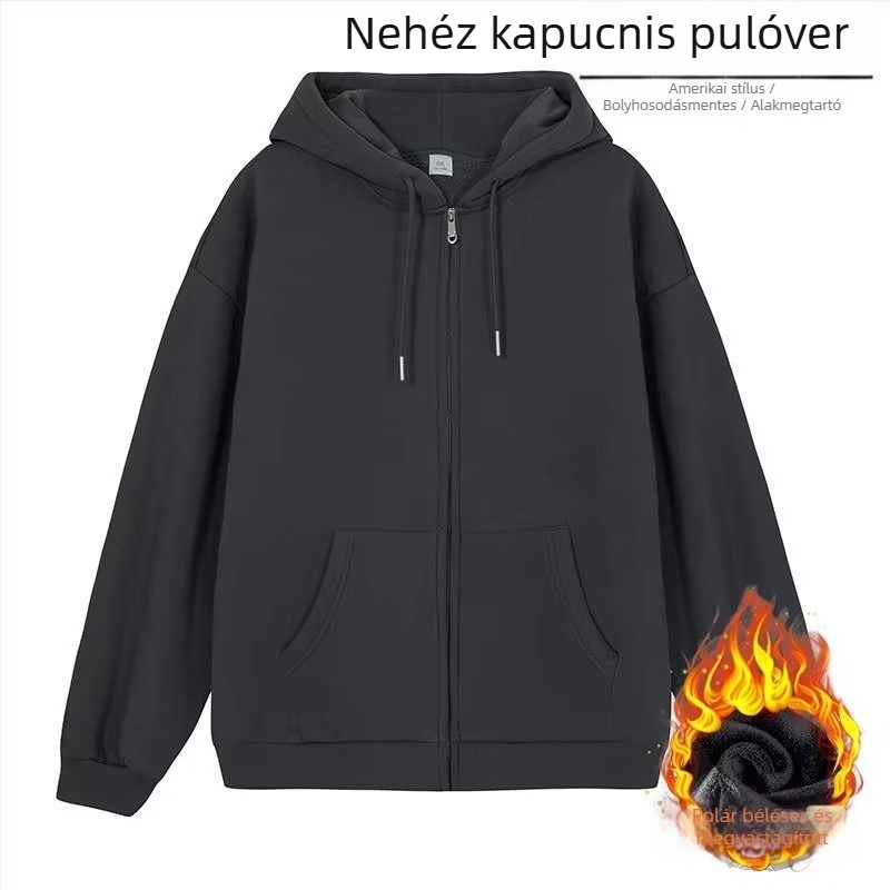 Női oversized kapucnis fleece-beléssel bélelt vast kabát őszi-téli viselet