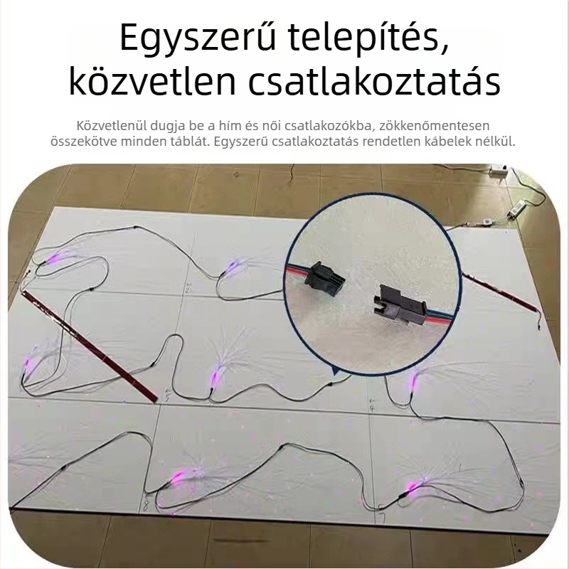 Gipszkarton mennyezeti lámpa csillagos égbolttal és optikai fényekkel, tűzálló speciális formájú panel