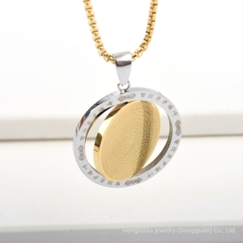 Uniszex nyaklánc titánacélból, kétszintes forgó medál, amulett, etnikus stílus
