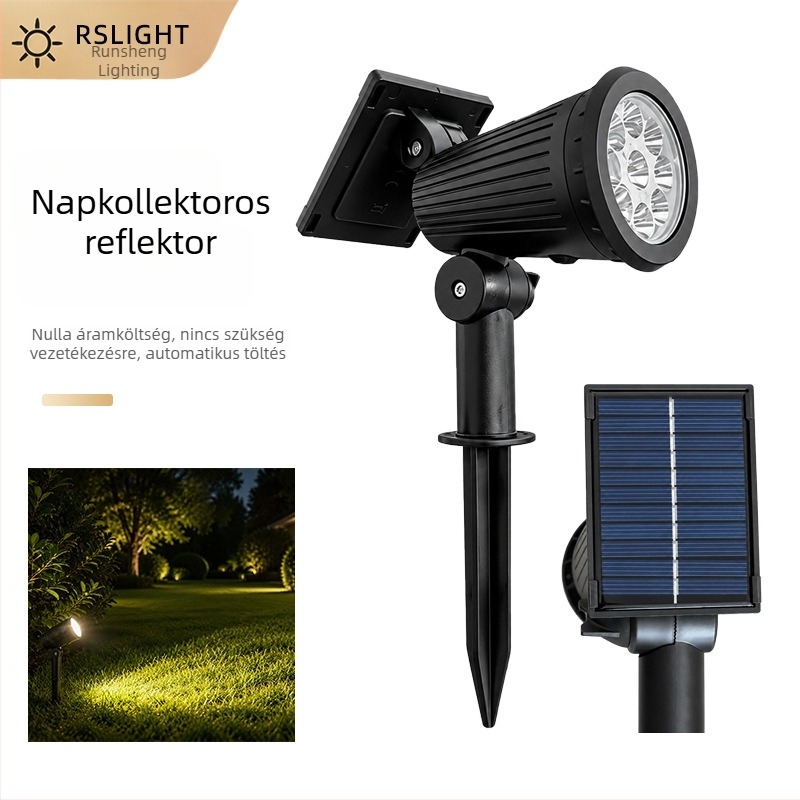 Napelemes kültéri kertvilágítás: spotok, gyep- és fa világítás, 9 LED színes talajvilágítás