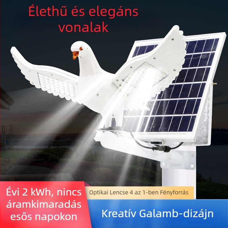 Galamb alakú napelemes utcai lámpa, 100 W integrált kültéri világítás