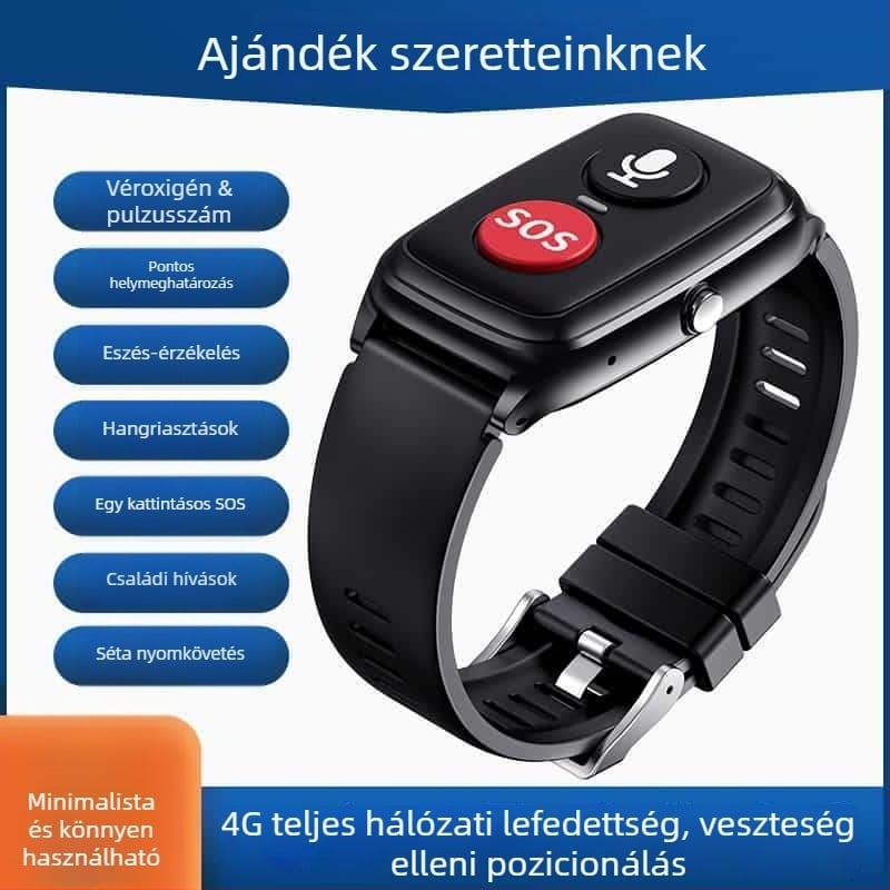 4G okos karkötő időseknek helymeghatározással és telefonhívás funkcióval, GPS nyomkövető óra