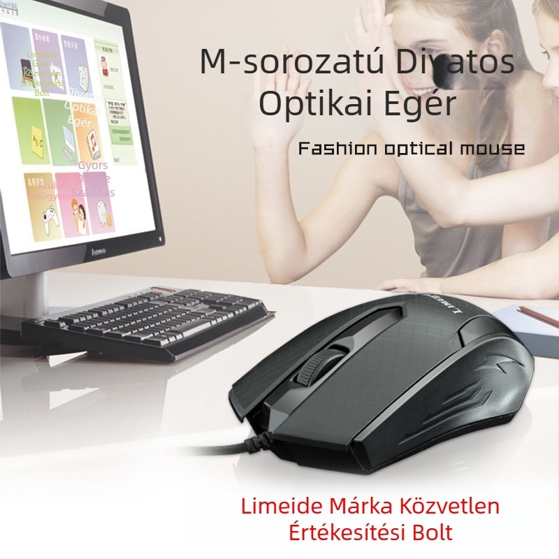 Limei 316 kábeles USB egér 1,8 m-es vezetékkel laptophoz és asztali számítógéphez