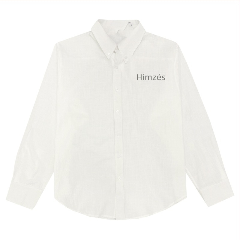 Hímzett pamut–len anyagú póló kardigán, koreai preppy stílus, lányoknak