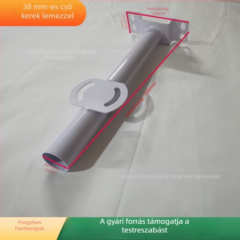 Napelemes kültéri utcai lámpatartó, fogkefés lámpafej 58 mm-es átmérővel és kör alakú lemezes cső, többfunkciós tároló